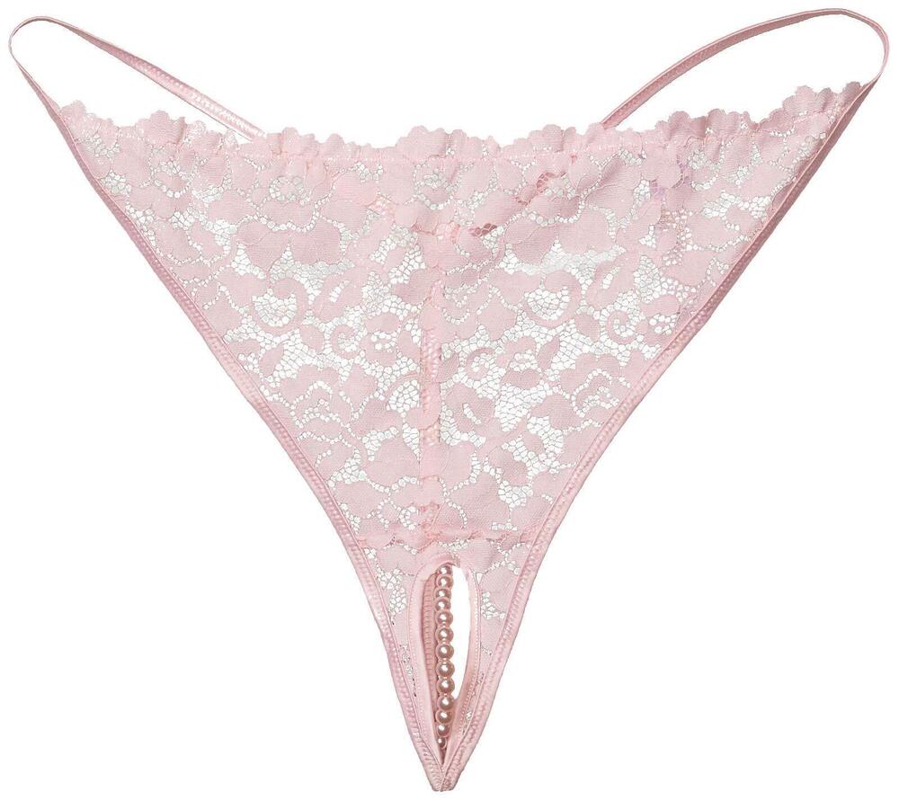 5441 Curvy Crotchless String Of Pearls Thong, Cotton Candy Pink, 2X